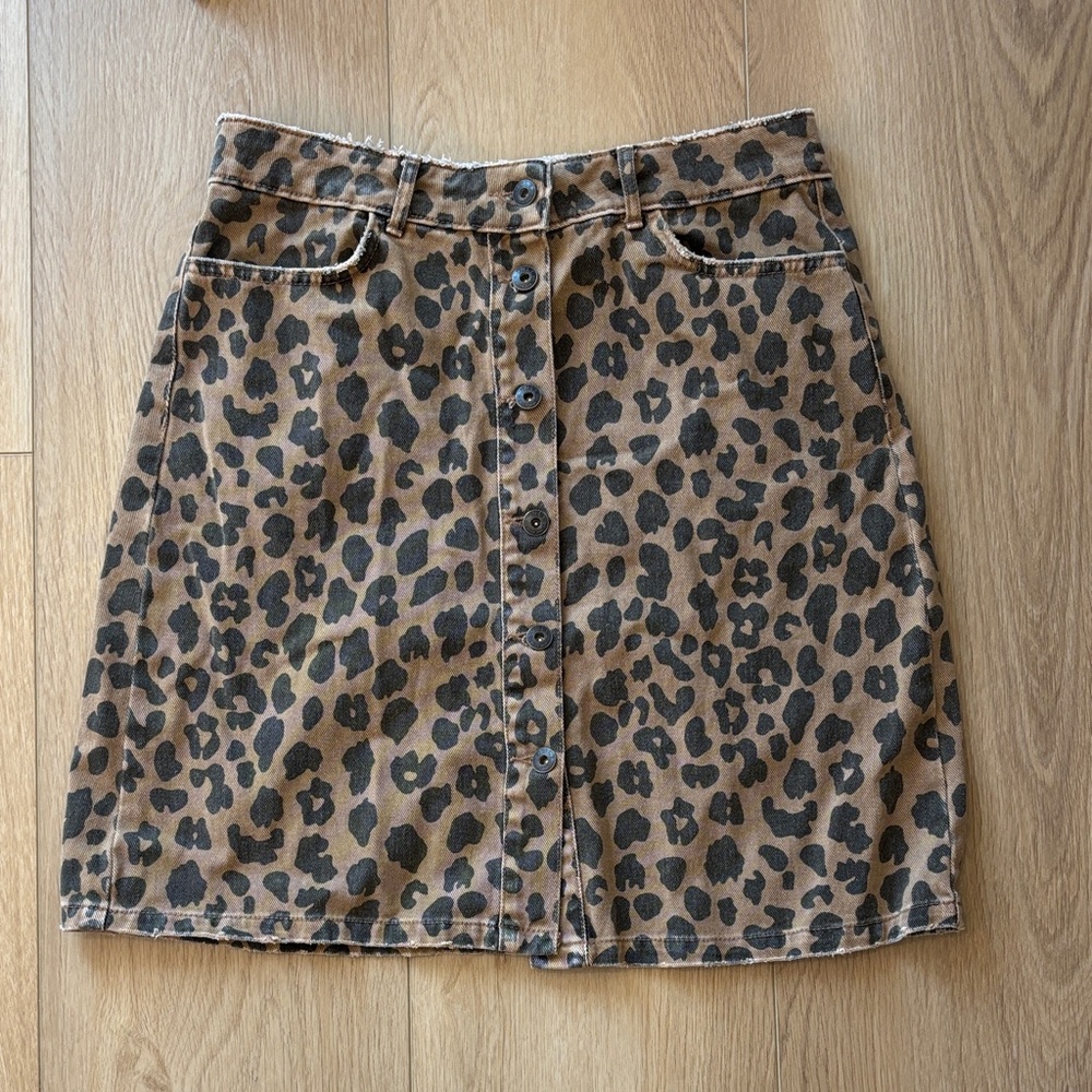 Only Brown Leopard Print Mini Skirt